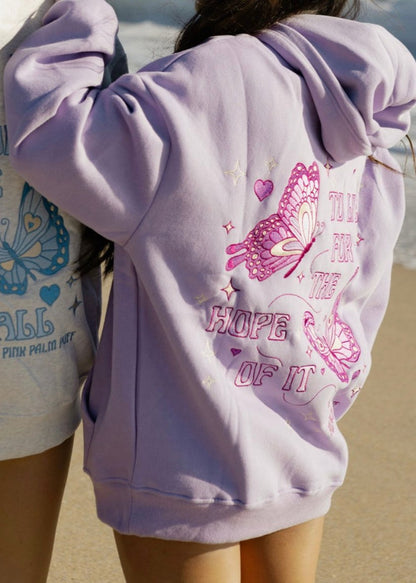 „Für die Hoffnung von allem leben“ Hoodie in Lila